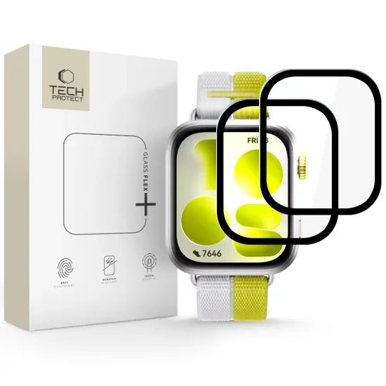 Tech-Protect Glass Flex+, Huawei Watch Fit 5, negru, 2 bucăți