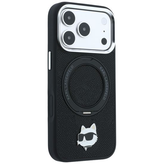 Karl Lagerfeld Leather Ring Stand 360 KC Pin MagSafe ümbris iPhone 17 Pro Max / 18 Pro Max – must