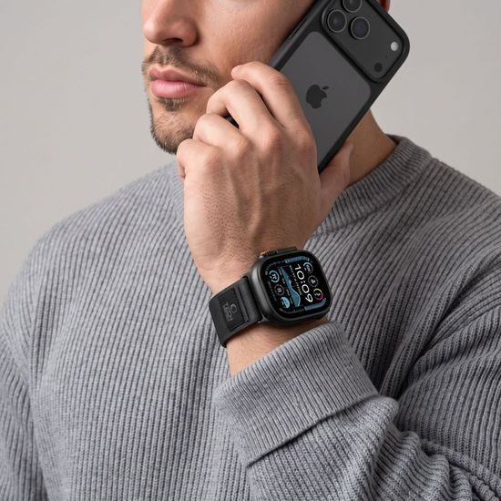Tech-Protect Nylon Elite Apple Watch 8 / 9 / 10 / 11 / 12 / SE / Ultra (44 / 45 / 46 / 49) mm, čierno-oranžový