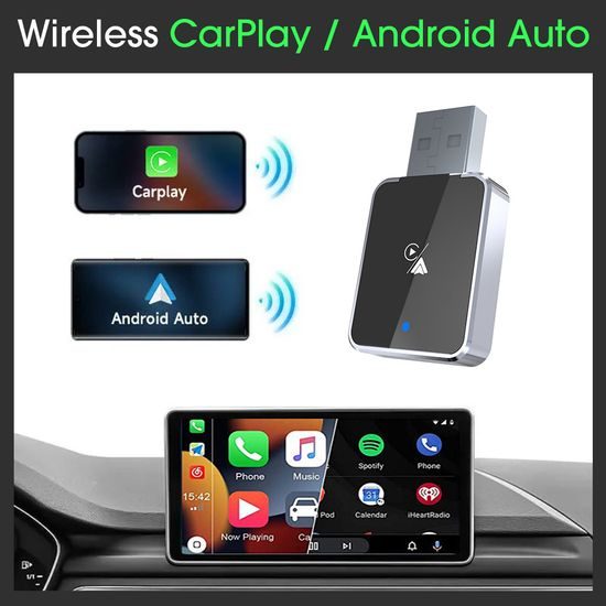 Ασύρματος Προσαρμογέας για CarPlay και Android Auto, Plug & Play, Αλουμίνιο, CA19