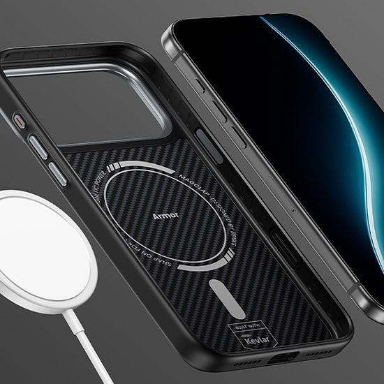 iPhone 17 Pro / 18 Pro ümbris – Benks Magnetic Armor Pro Kevlar Metal Frame – must