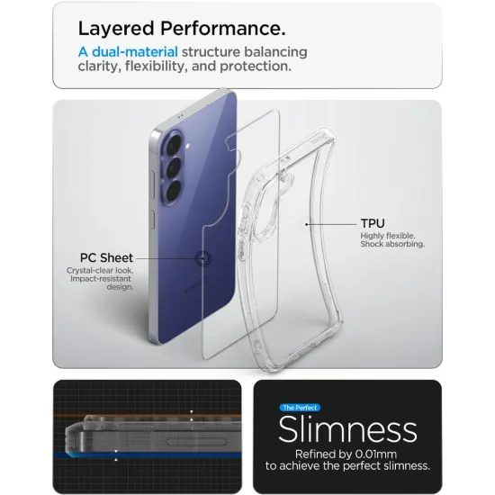 Spigen Ultra Hybrid θήκη για κινητό, Samsung Galaxy S26 FE, Crystal Clear