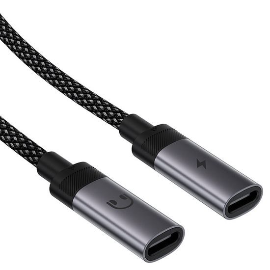 Acefast Adapter (J14) - USB-C naar 2x USB-C - 60W - Plug&Play - Zwart