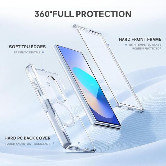 BiQiHR Schutzhülle + HD Schutzfolie für Samsung Galaxy Z Fold7 - 360° Schutz mit Panzerglas und Ständer - Transparent