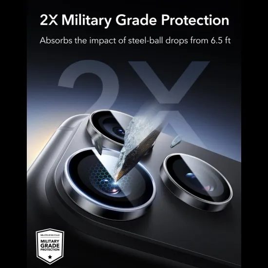 iPhone 18 Pro / 18 Pro Max kameros apsauginis stiklas – ESR Armorite grūdintas stiklas – skaidrus