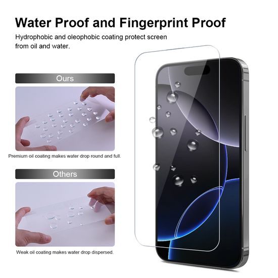 JP Long Pack Szkło hartowane, 3 szkła na telefon z aplikatorem, iPhone 16 Pro Max