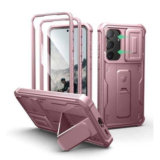 Dexnor 360 Kickstand Camprotector θήκη Samsung Galaxy S25 FE, ροζ