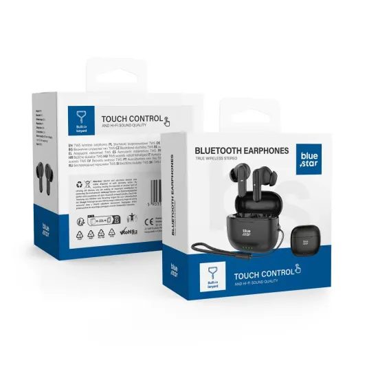 BlueStar Draadloze Bluetooth Oordopjes TWS BK31 - met Oplaadcase & LED Indicator - Zwart