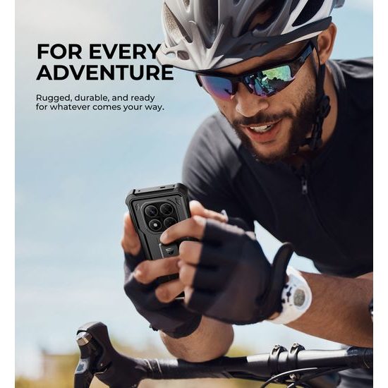 Dexnor 360 Kickstand Schutzhülle für Xiaomi Redmi Note 14 Pro 5G - Hybrid Hülle mit integriertem Displayschutz und Ständer - Schwarz