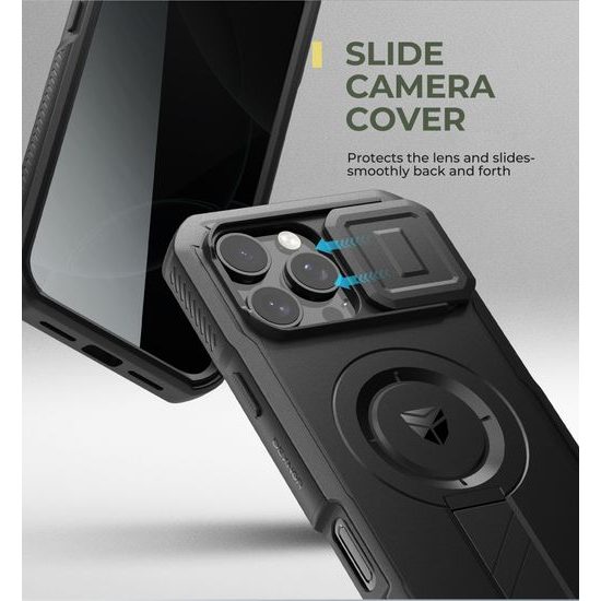 Dexnor Privacy MagSafe Kickstand Camprotector etui iPhone 16 Pro Max, črn