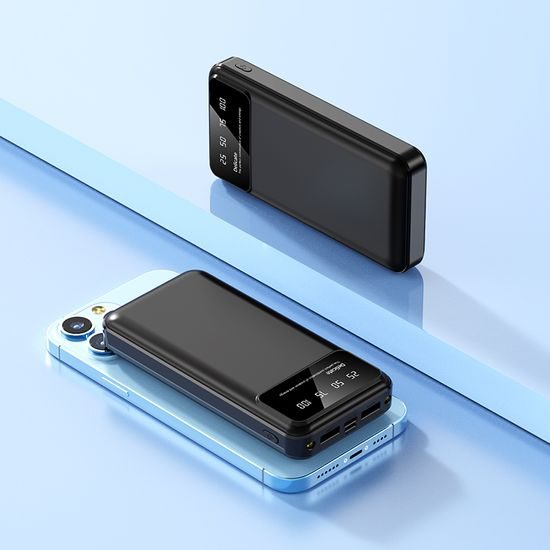 Power Bank 20000mAh, 2x USB, con luce LED, nero