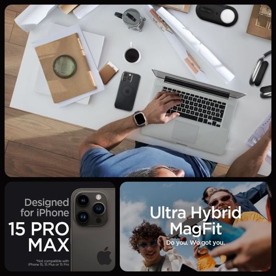 Spigen Ultra Hybrid Mag cu MagSafe, iPhone 15 Pro Max, negru îngheț