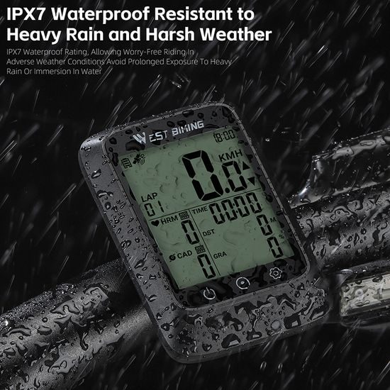 West Biking Wasserdichter Multifunktions-Fahrradcomputer mit GPS - BKV 100 Fahrradtacho mit ANT+ und Bluetooth