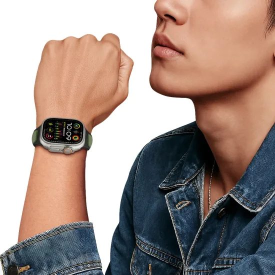 Tech-Protect IconBand Line Apple Watch 8 / 9 / 10 / 11 / SE / Ultra (44 / 45 / 46 / 49 mm), černý / zelený