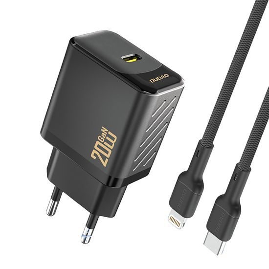 Dudao A26LEU polnilnik USB-C + kabel USB-C - Lightning, PD 20W GaN, črn
