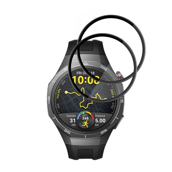 Techsuit Nano Flex Displayschutzfolie für Huawei Watch GT 5 Pro 46mm - Flexible PMMA Schutzfolie - 2 Stück - Schwarz