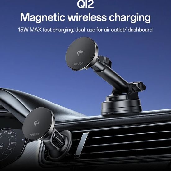 Yesido Βάση Αυτοκινήτου με Ασύρματη Φόρτιση (DS30), μαύρη