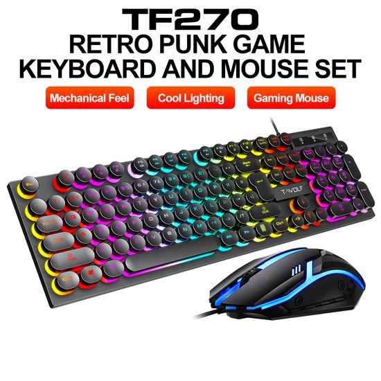 T-WOLF TF270 Retro RGB Gaming Set (πληκτρολόγιο + ποντίκι)
