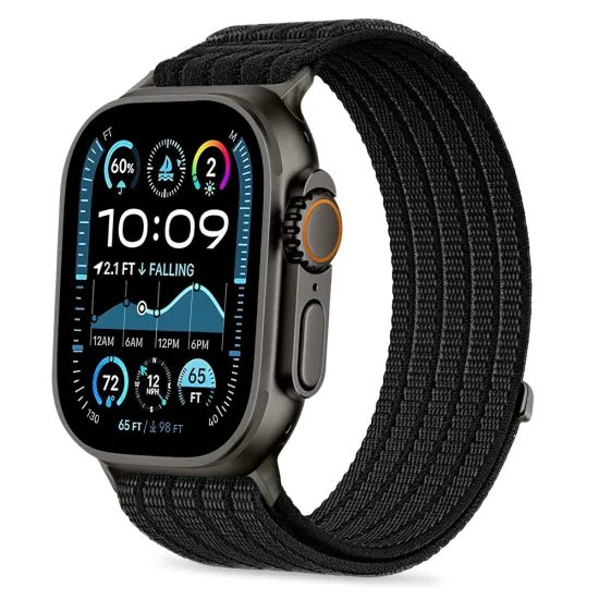Tech-Protect Nylon Sport řemínek, Apple Watch 8 / 9 / 10 / 11 / SE / Ultra (44 / 45 / 46 / 49 mm), černý
