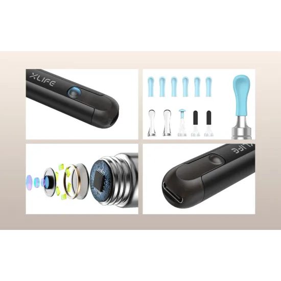 Xlife X1 Chytrá vizuální tyč na čištění uší, černá