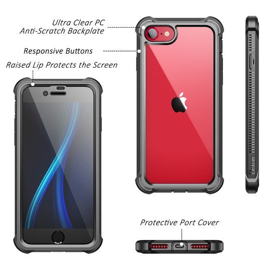 Dexnor 360 Clear etui iPhone 7 / 8 / SE 2020 / 2022, črn