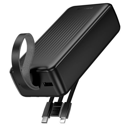 Borofone akupank BJ79B 30000mAh USB-A + USB-C ja Lightning kaablitega – must