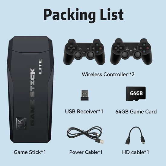 M8 Retro konzole se dvěma bezdrátovými ovladači, HDMI, Game Stick, 4K