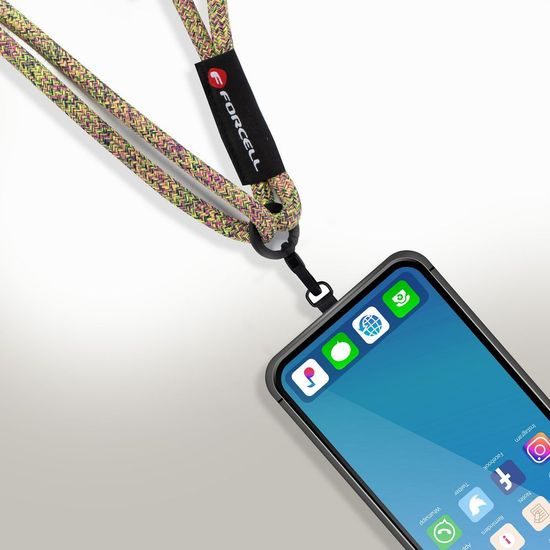 Forcell F-Design S10X165 Crossbody λουρί, πράσινο-ροζ-μωβ