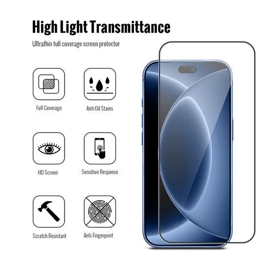 JP 5D Combo pack, Set 2 zaščitnih kaljenih stekel 5D in 2 stekel za fotoaparat, iPhone 18 Pro Max