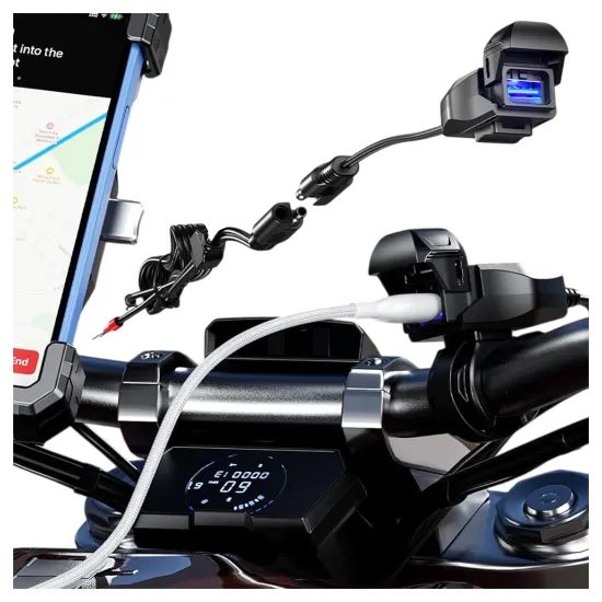 Încărcător moto USB-A, 18 W, IP65, negru