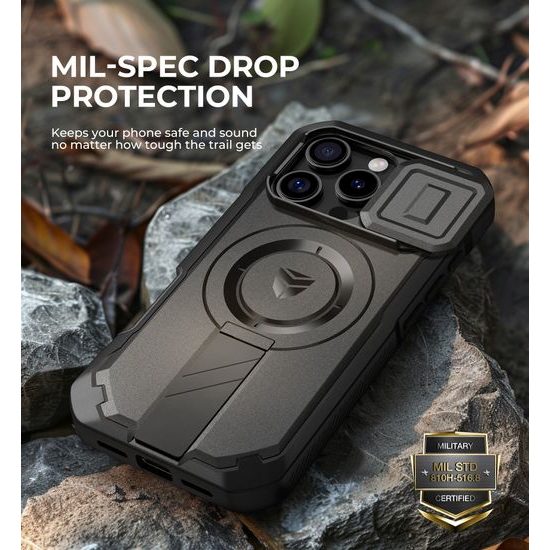 Dexnor Privacy MagSafe Kickstand Camprotector tok iPhone 16 Pro, fekete