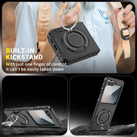 Camslide Stand borító, Samsung Galaxy Z Flip 6, fekete