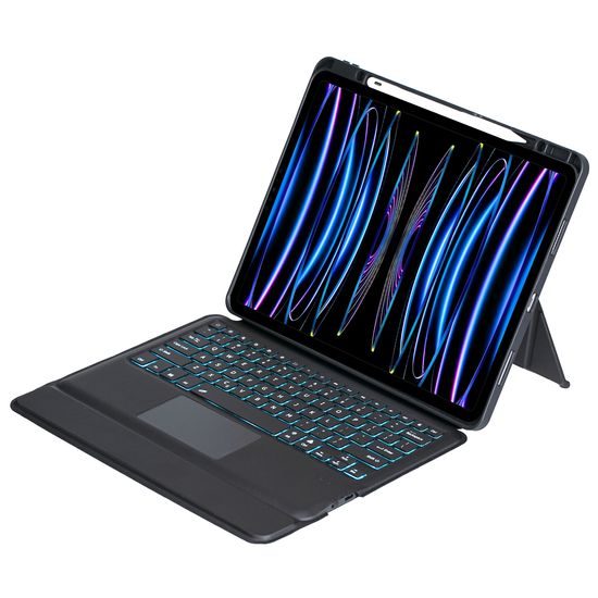 JP billentyűzet tok MK02 táblagép tok, iPad Pro 12.9, 2018 / 2020 / 2021 / 2022, iPad Air 13 2024, fekete