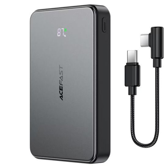 Acefast MagSafe Draadloze Powerbank (M31) 10.000 mAh - 2x USB-C - met USB-C Kabel - 22,5 W - Zwart