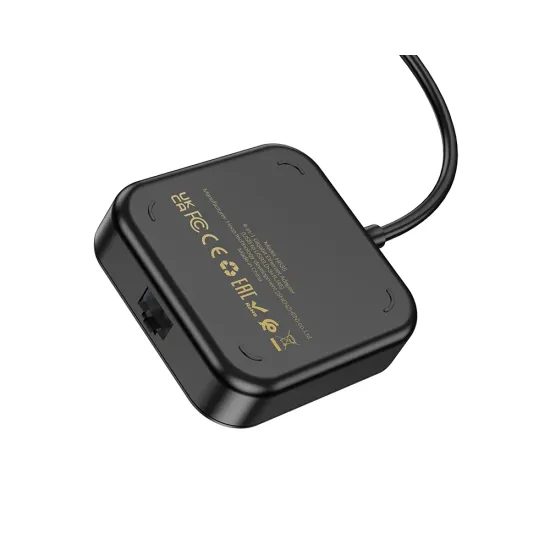 Hoco adaptér HUB 4v1 USB na 3x USB3.0 + RJ45, Gigabit Ethernet, 1,2 m, černý (HB35)