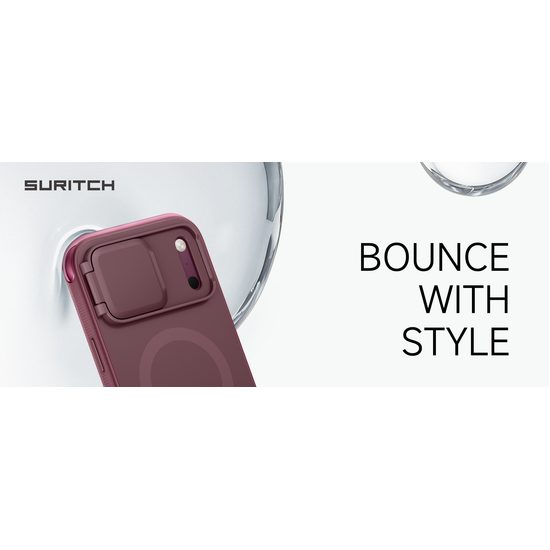 Husă Suritch AirBounce Bumper MagSafe Kickstand CamProtector, iPhone 17 Pro Max / 18 Pro Max, vișiniu