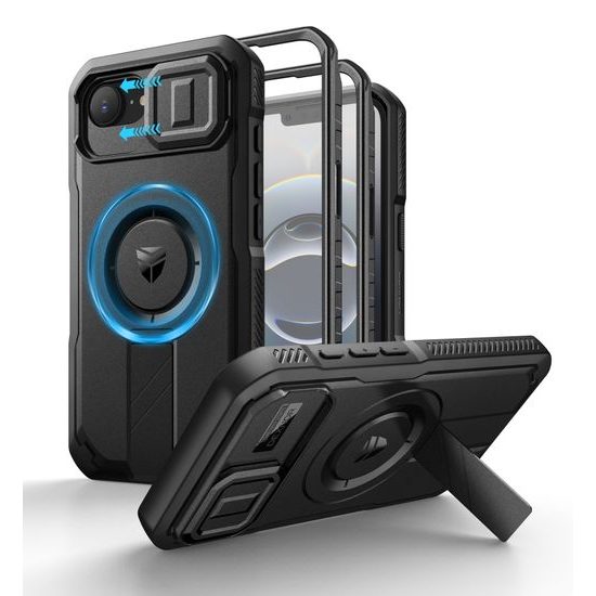 Dexnor MagSafe 360 Στήριγμα Προστατευτική Θήκη iPhone 16e, Μαύρο