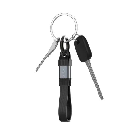 FIXED Clip Cable USB-C - USB-C adatkábel karabinerrel, USB 3.2 Gen 2, 10Gb/s, 4K 60Hz, PD 240W, fekete