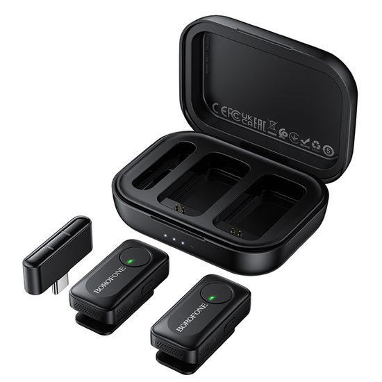 Borofone Kabelloses Lavalier-Mikrofon Lemai (BFK17) USB-C Dual Set für Vlogging und Content Creation - Schwarz