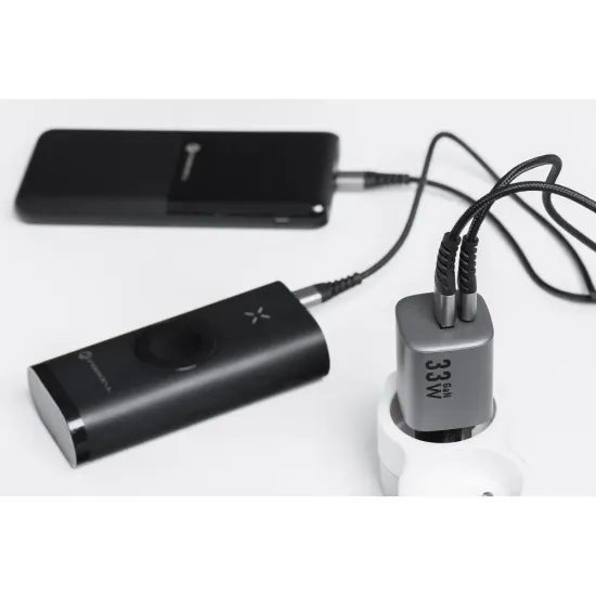Forcell F-Energy adaptér VT-31 33W GaN USB-C a USB A, sivý