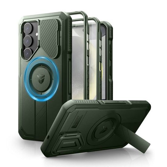 Dexnor MagSafe 360 Kickstand Camprotector Θήκη Samsung Galaxy S25 Plus, πράσινο