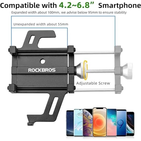 Rockbros 699-BK Alumínium ötvözetből készült kerékpáros telefontartó, fekete