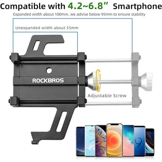 Rockbros 699-BK Držák telefonu na kolo z hliníkové slitiny, černý