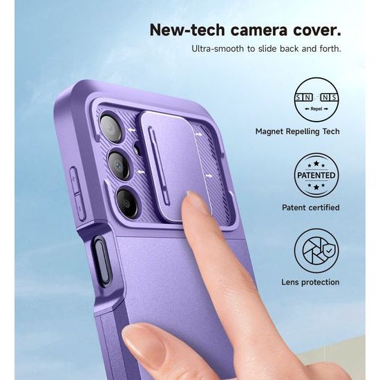 Suritch 360 Kickstand Camprotector etui za Samsung Galaxy A15, vijoličen