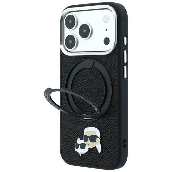 Karl Lagerfeld Leather Ring Stand 360 KC Pin MagSafe ümbris iPhone 17 Pro / 18 Pro – must