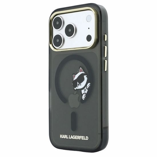 Karl Lagerfeld IML Peekaboo Print Case für iPhone 17 Pro / 18 Pro - MagSafe kompatibel mit Metallrahmen - Schwarz