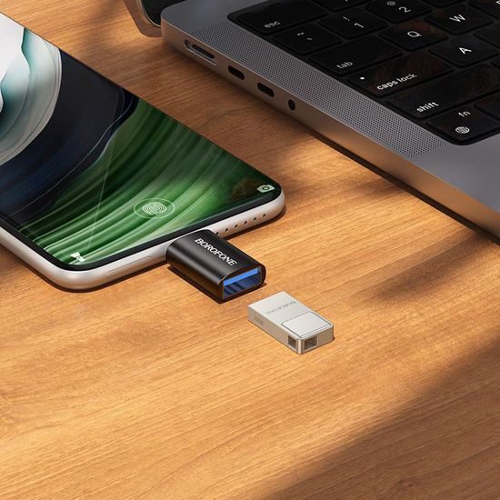 Borofone OTG Adapter (BV26C) USB-C auf USB 3.0 - Kompakter Datenübertragungsadapter - Schwarz