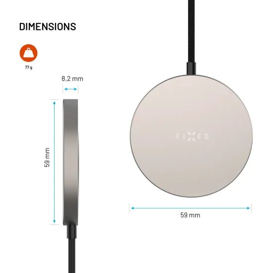FIXED MagPad Slim vezeték nélküli töltő, MagSafe, Qi2.2, 25W, titán