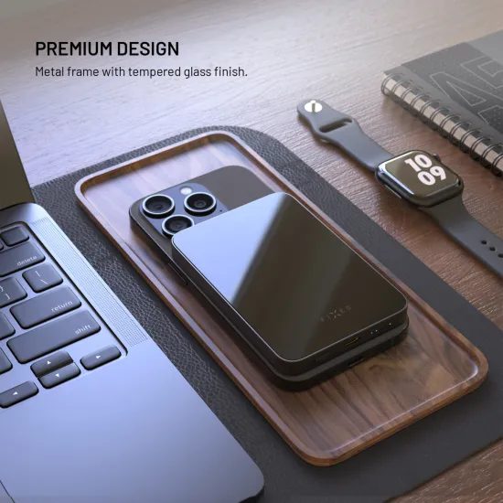 FIXED MagZen 5 Crystal powerbank vezeték nélküli Qi2 töltéssel és MagSafe támogatással, 5 000 mAh, fekete