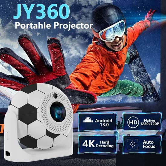 JY360 Smart Προβολέας με σχεδιασμό ποδοσφαιρικής μπάλας, Android 13 και αυτόματη εστίαση